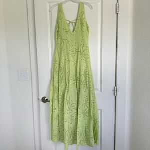 Maaji Palm Embroidery Geranium Long Dress Eyelet Lime Green size S NWOT
